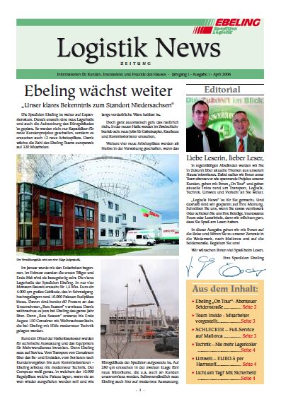 Magazin für Kunden, Interessierte und Freunde von Ebeling Logistik