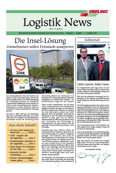 Magazin für Kunden, Interessierte und Freunde von Ebeling Logistik