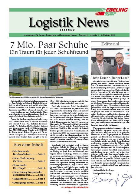 Magazin für Kunden, Interessierte und Freunde von Ebeling Logistik